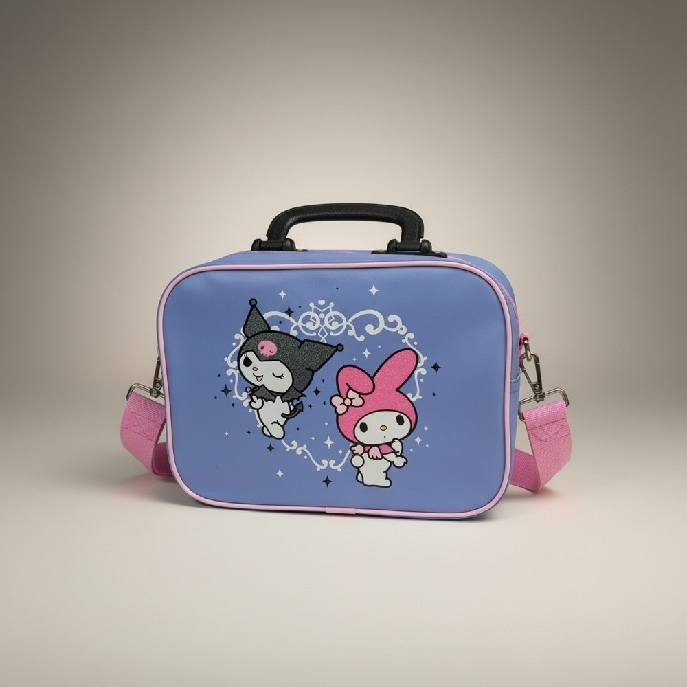 Dumbgood Sanrio My Melody Kuromi‎ Blue Crossbody Bag Glitter Lunch Box